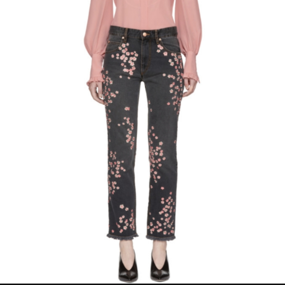 Isabel marant grey pansy print jeans